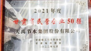 2022年7月4日威廉希尔williamhill节水集团荣获2021年度甘肃省民营企业50强